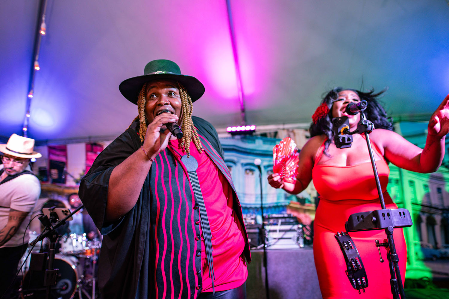 BJ Griffin performing live music on a stage at The Cavalier