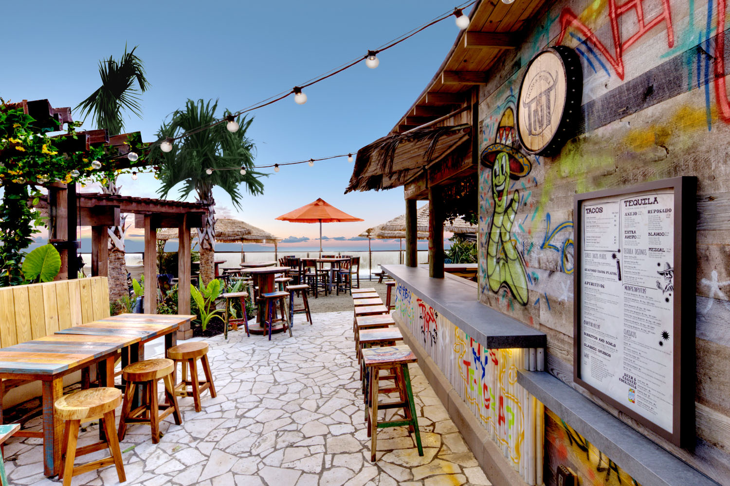 The exterior entrance of Tacos-N-Tequila restaurant at the Cavalier Resort Virginia Beach