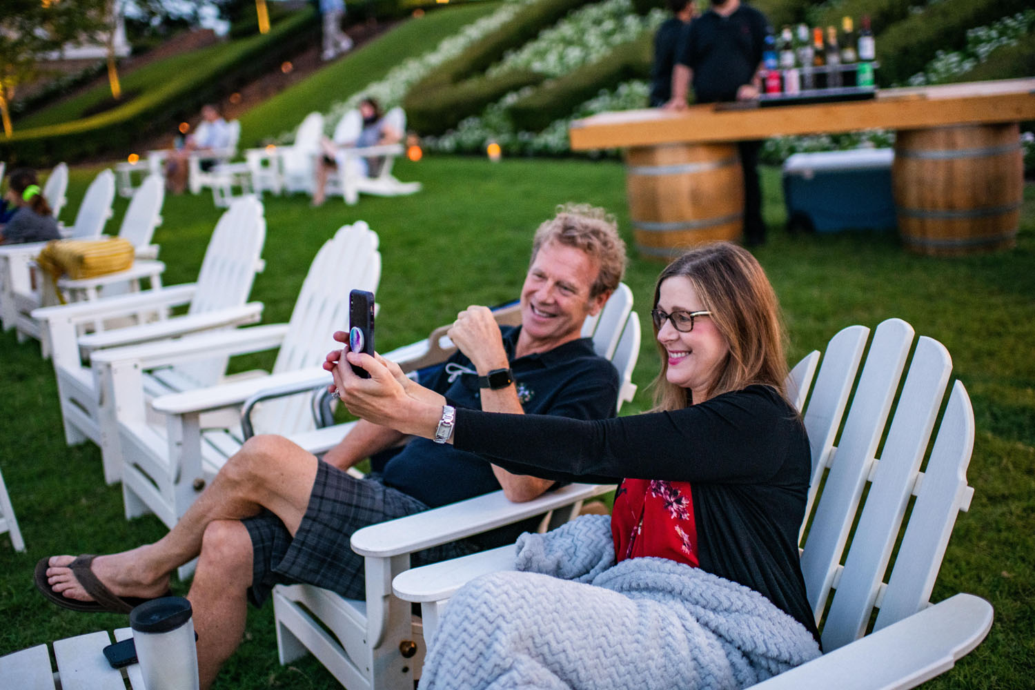 An outdoor summer movie night at The Historic Cavalier Hotel