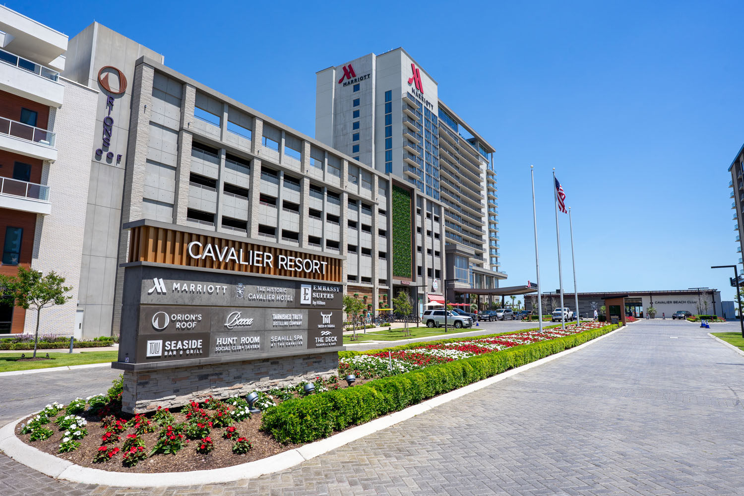 The exterior entrance to the Cavalier Resort Virginia Beach