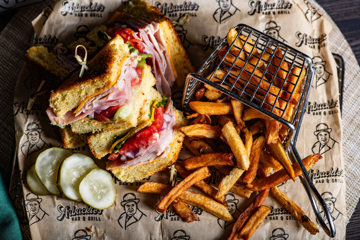 A plated dish on a table at Arbuckle's Bar & Grill