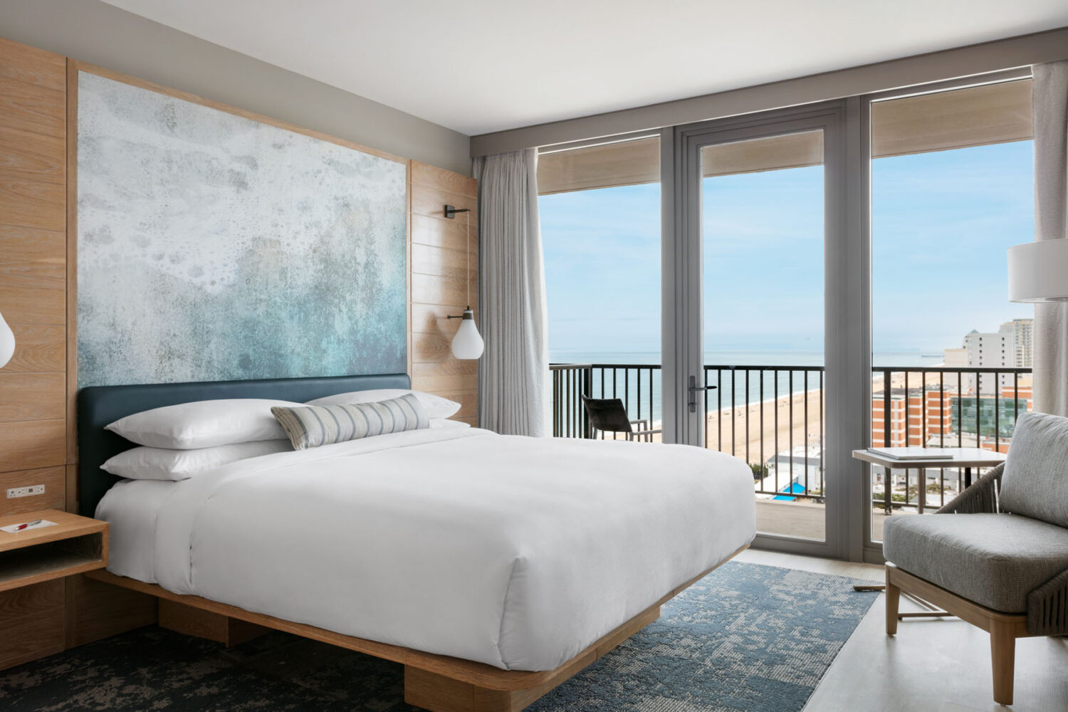 An interior guest room at the Marriott Virginia Beach Oceanfront Resort