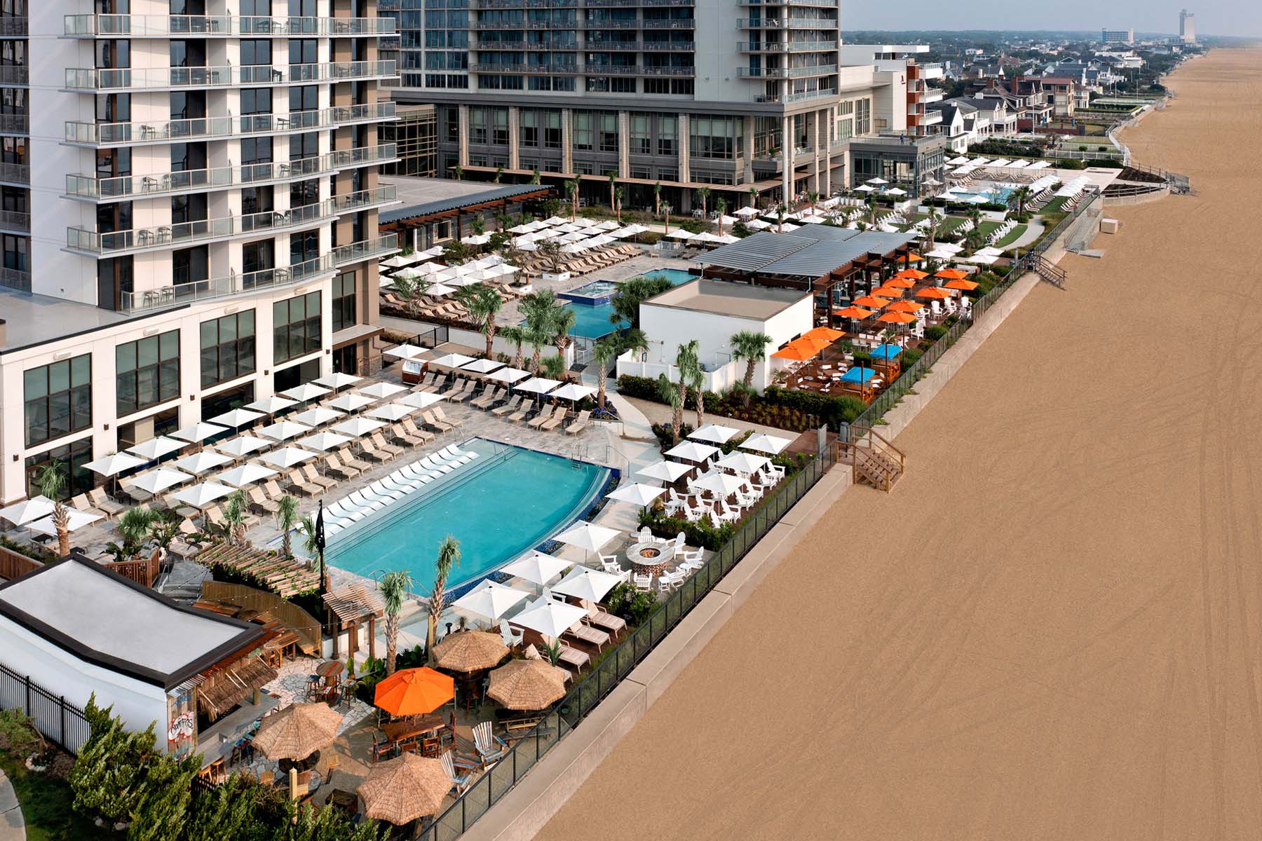 The beach area at the Cavalier Resort Virginia Beach