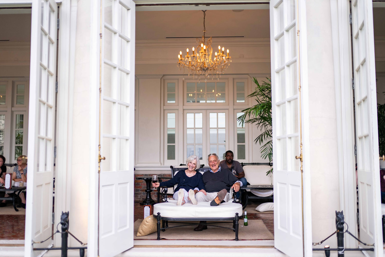 An outdoor summer movie night at The Historic Cavalier Hotel
