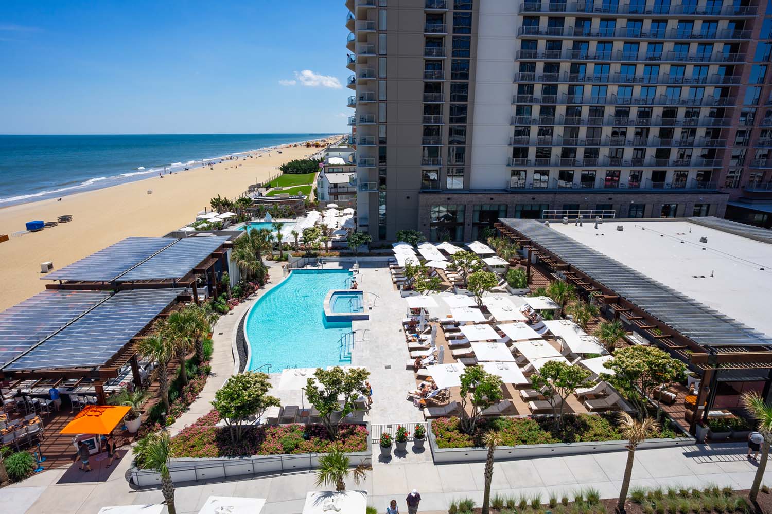 A view from above the Cavalier Beach along the Virginia Beach Oceanfront