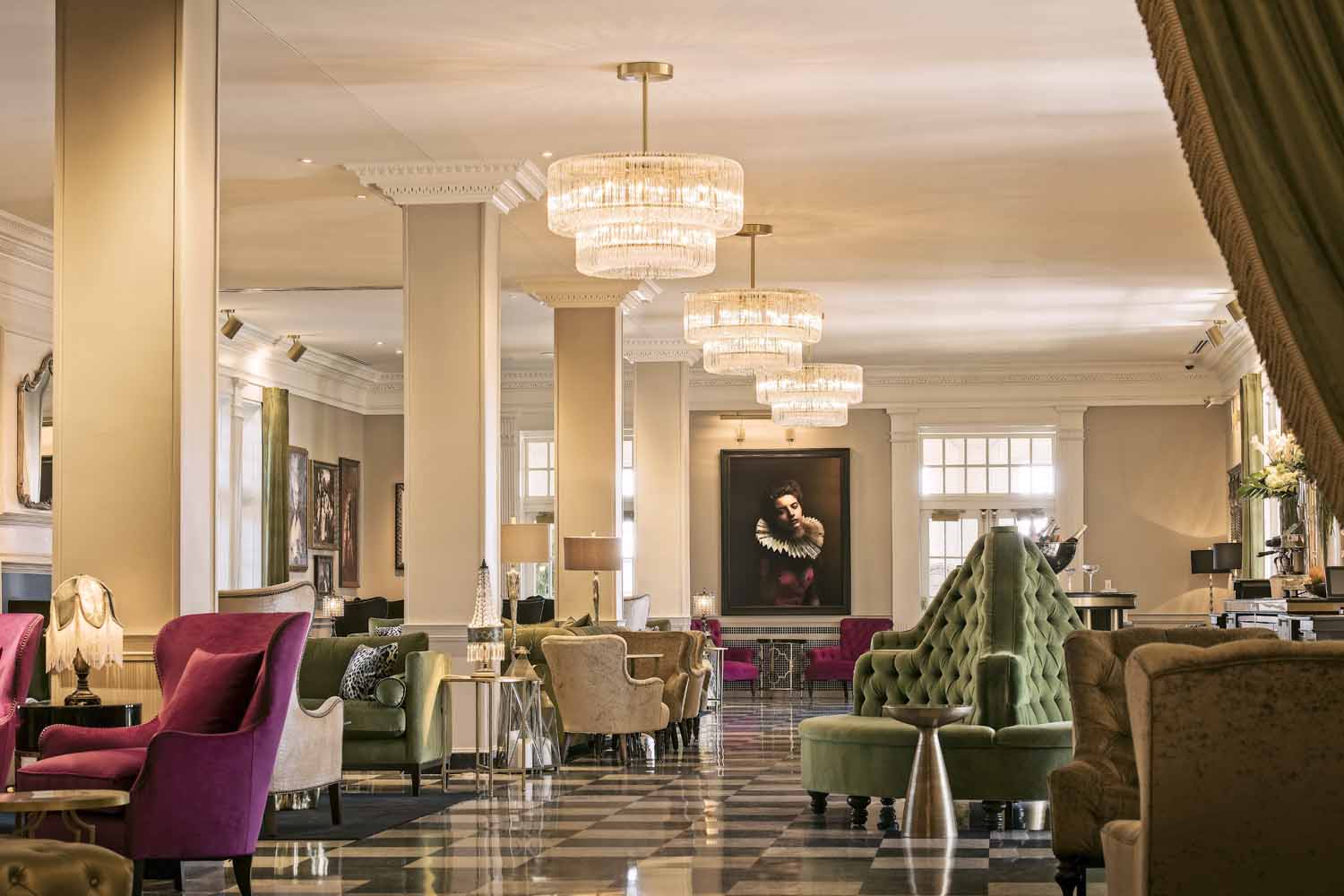 The interior dining and lounge area inside The Raleigh Room