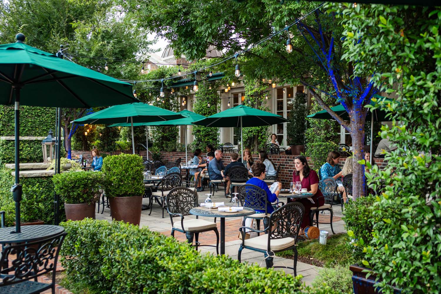The outdoor dining patio at Becca Restaurant & Garden