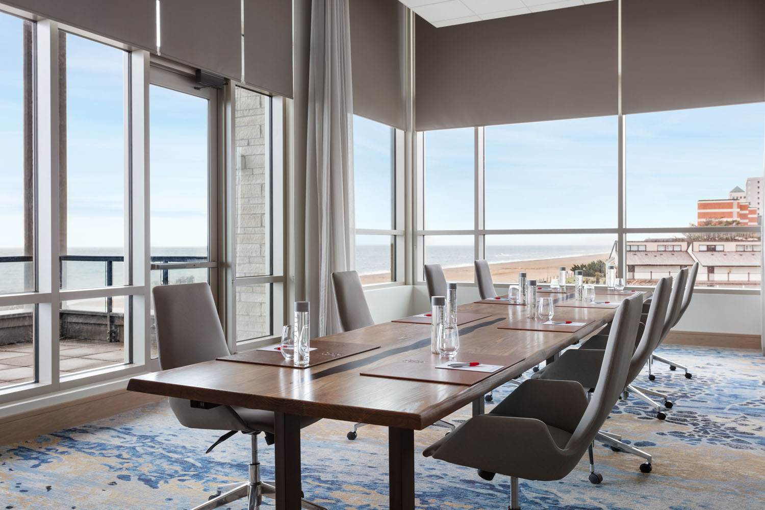 A meeting room with ocean views and balcony access at the Cavalier Resort Virginia Beach
