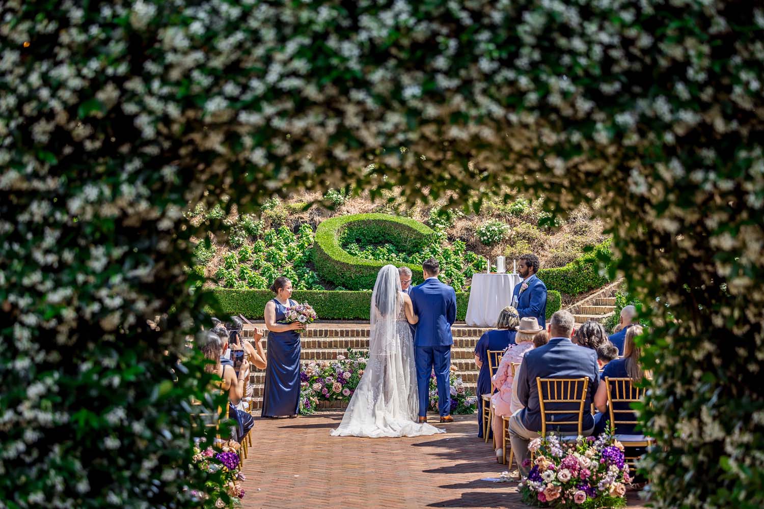 An outdoor wedding ceremony at The Historic Cavalier Hotel