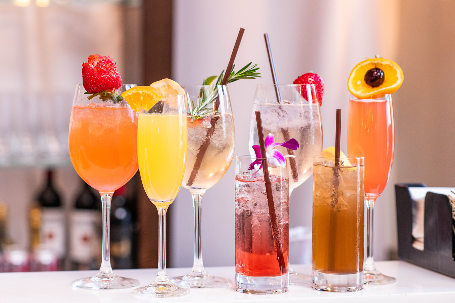 Mother's Day dining cocktails on a table